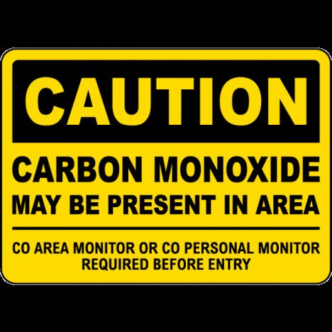 Caution Carbon Monoxide May Be Present In Area Sign